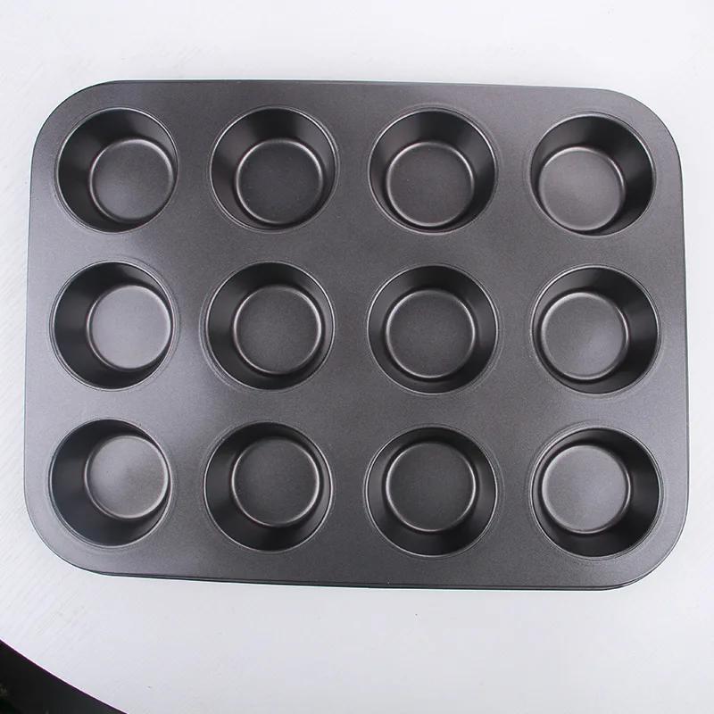 Stampo per Torta a 6/12 Fori Stampo per Muffin Cupcake Stampo Fai da Te Antiaderente Pirofila Acciaio al Carbonio Teglie da Forno per Cucina Utensile per Pasticceria