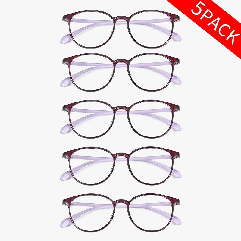 5 Piece Set of Fashionable Women's Reading Glasses with Anti Glare  Comfortable Fit and Fashionable Women's Reading Glasses