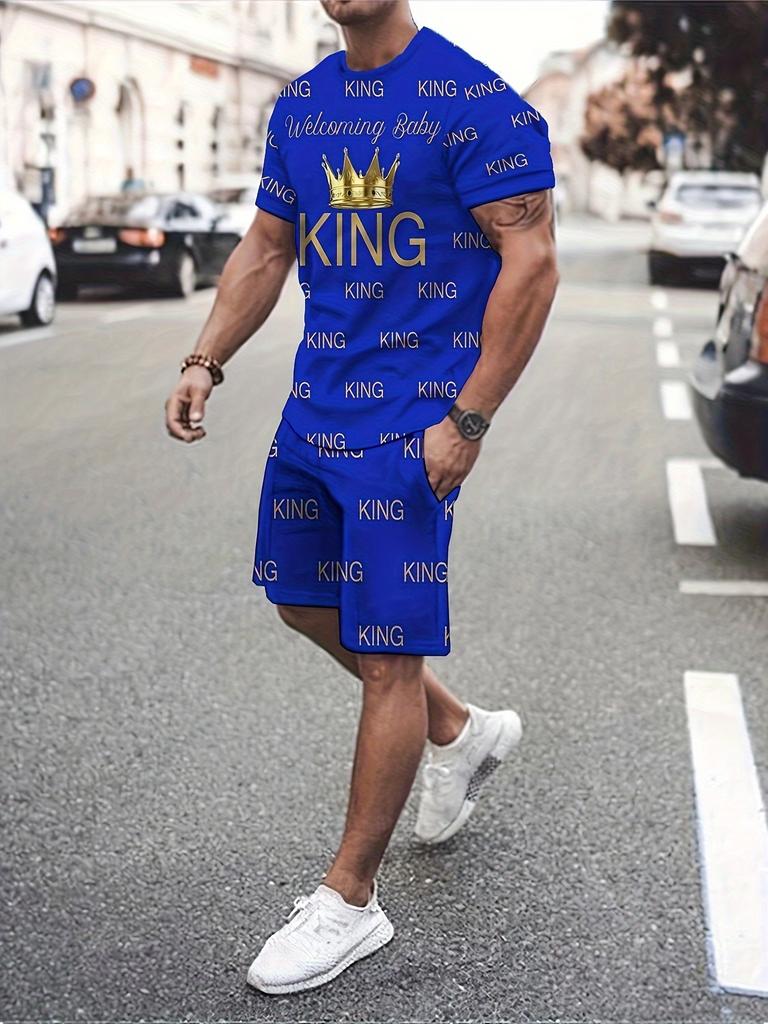 Fashion Casual Men's T-shirt Shorts Set Summer New 3D Printed Men's Clothing Daily Elastic Waist Shorts Short Sleeve Set