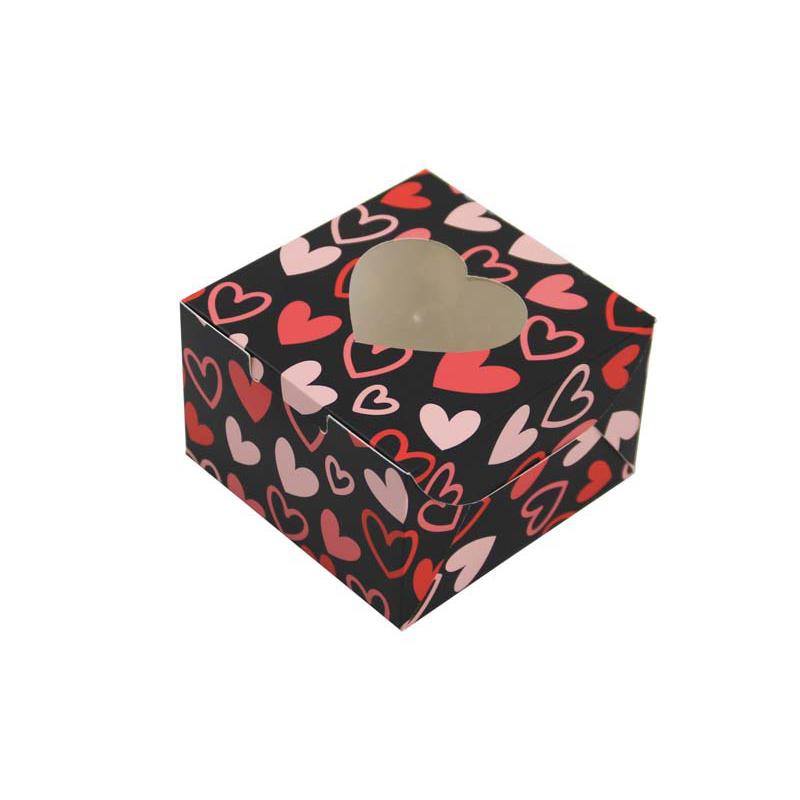 WTEMPO Foldable DIY Valentine's Day Heart-shaped Design Clear Window Gift Boxes Festive Party Mini Gifts Universal Packaging Paper Boxes