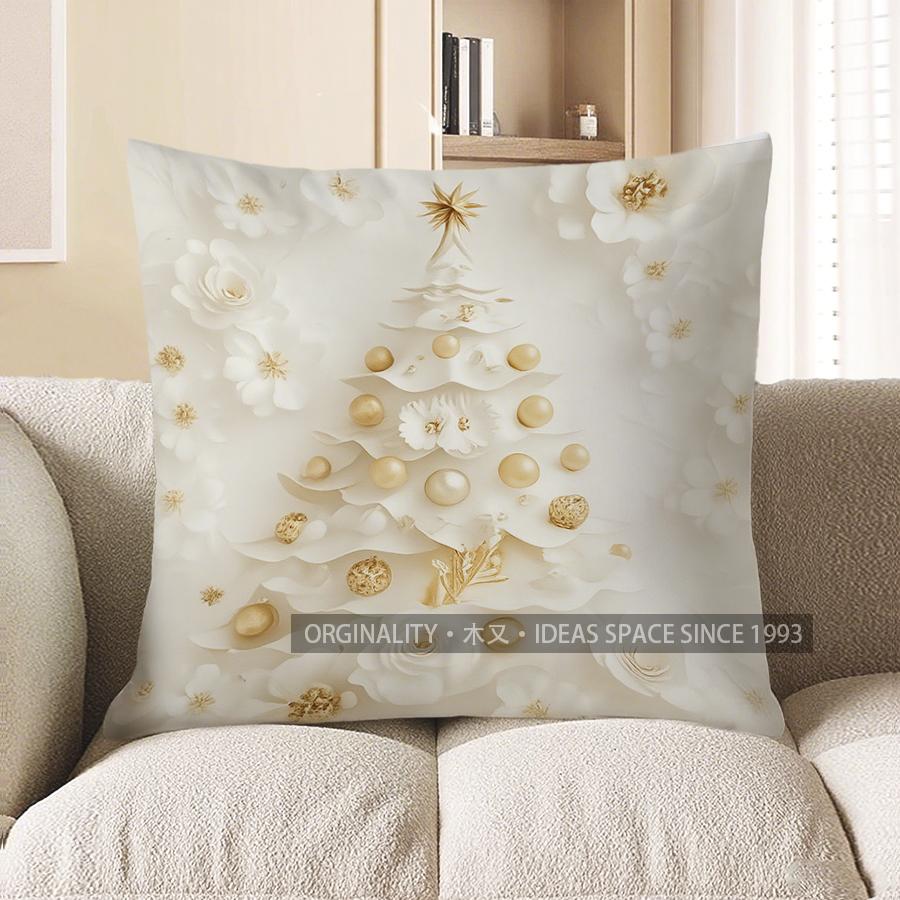 

Home Decor Santa Claus With Flowers Decorative Cushion Cover Pattern Cushion Cover Suitable For Sofa Bedroom Car Pillow Cover 40x40cm
