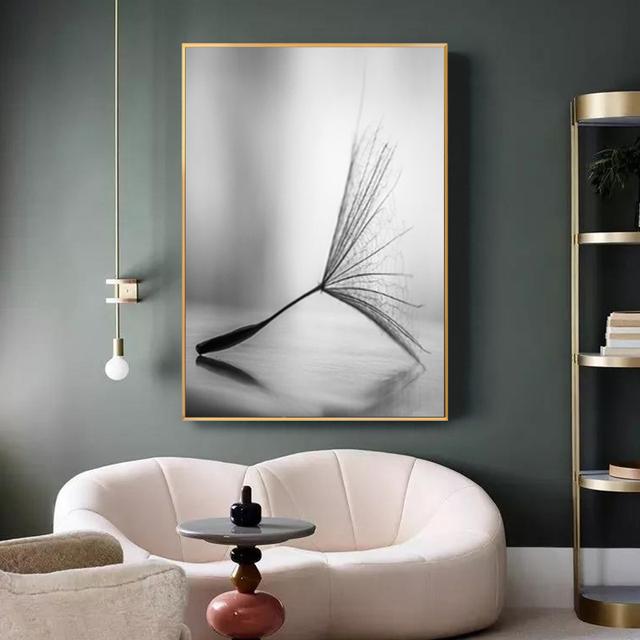 Scandinavian Flower Dandelion, Canvas, Painting, Black and White Modern Wall Painting, Posters with Printing for Home Decor, Living Room,
