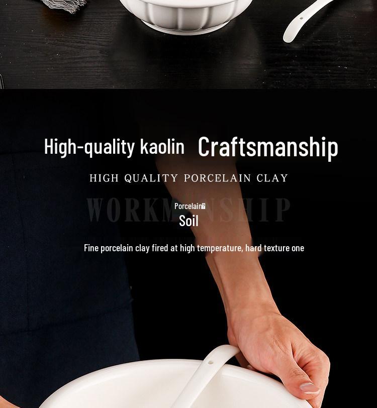 Large Pure White Ceramic Soup Bowl for Home or Restaurant.