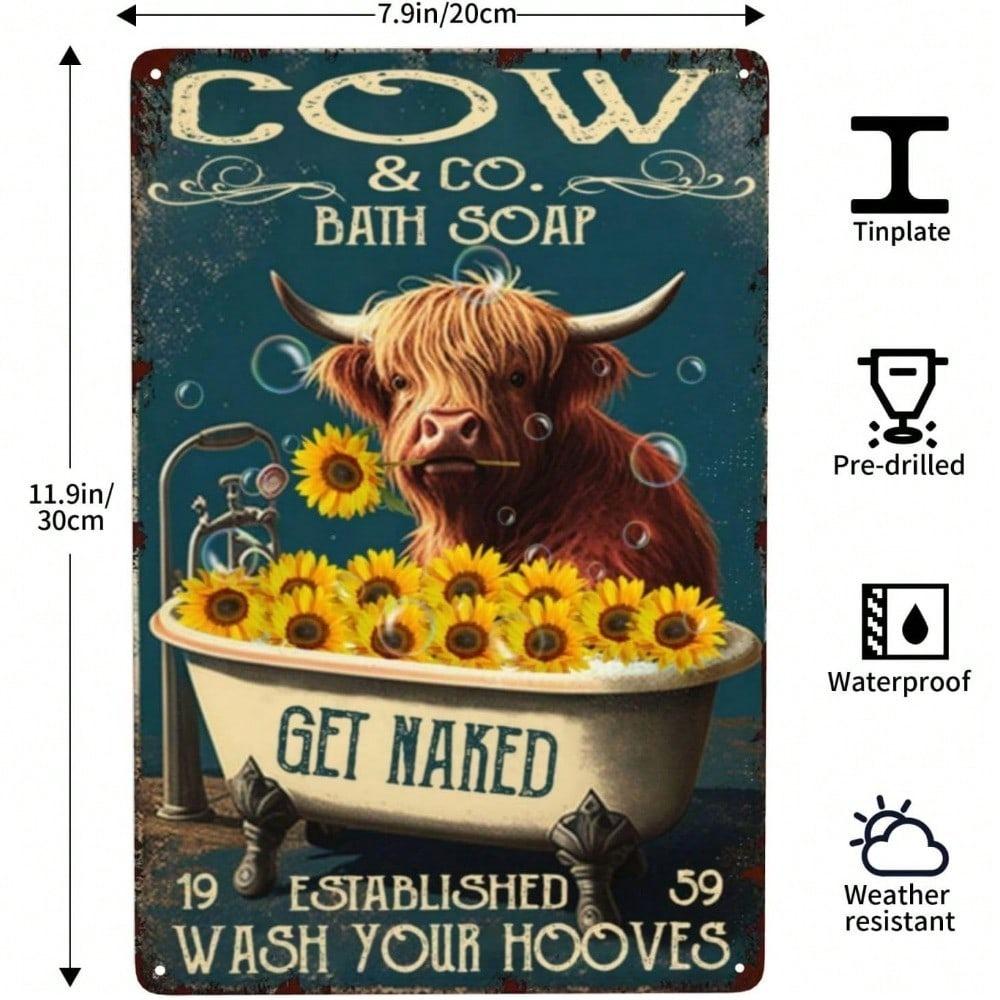 Metal Wall Art Cow Hooves Bathroom Sign Farmhouse Decor