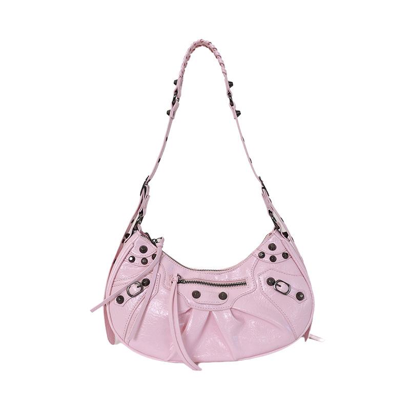 2026 Spicy Girl Rivet Crescent Versatile Handbag: Underarm, Shoulder & Crossbody