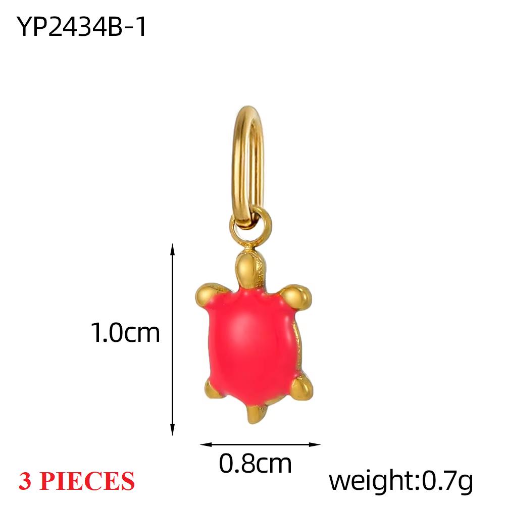 3PCS/LOT CARLIDANA Enamel Turtle Rabbit Bear Charms, Colored Stainless Steel Pendants for Women DIY Necklace Jewelry