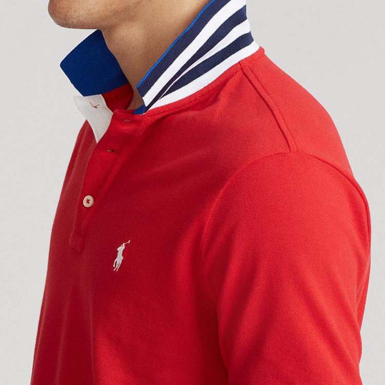 Polo Ralph Lauren Color Block Small Pony Embroidered Fitted Short Sleeve Polo Shirt Men Tops MNPOKNI1N821134-600