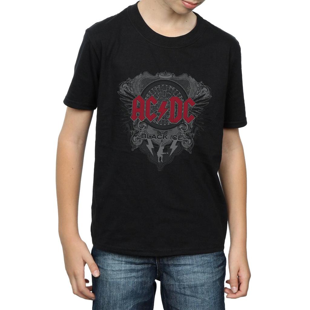 AC/DC Boys Black Ice Logo Cotton T-Shirt