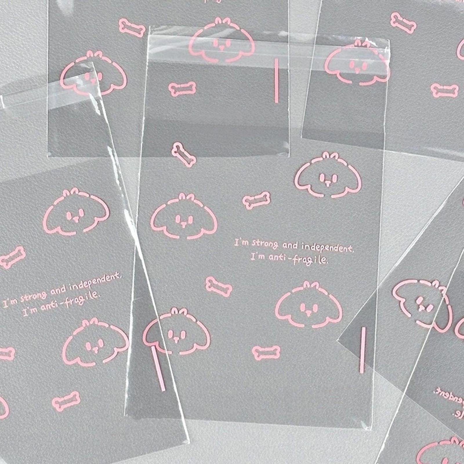 

50Pcs Ins Photocard Protector Star Bowknot Print Self-Adhesive Opp Bags Card Sleeve Gift Packaging Self Sealing Bag