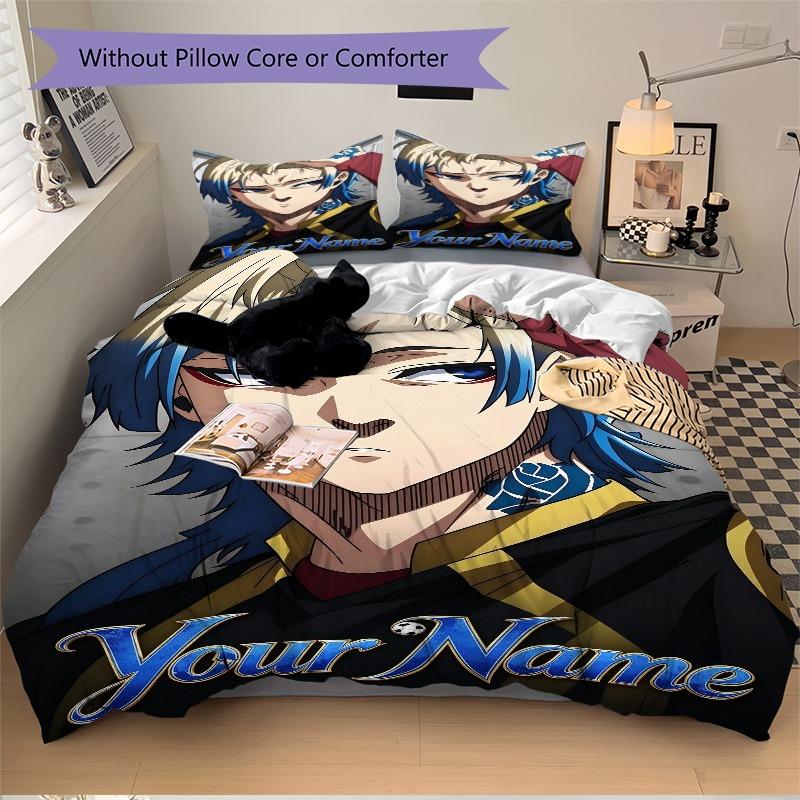 Name Bedding Set Personalized Washable Custom 3Pcs Duvet Cover Pillowcases Soft Microfiber Home Bedroom Gift