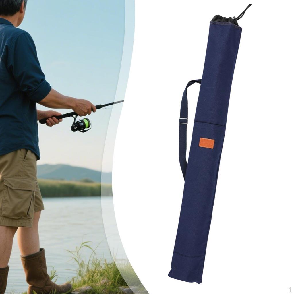 Fishing Pole Storage Bag Pocket with Drawstring Shoulder Strap Gear Organizer Travel