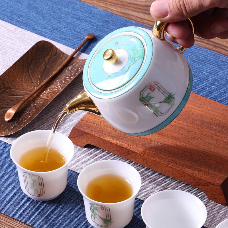 Duocai Bone China Bamboo Breeze Tea Set