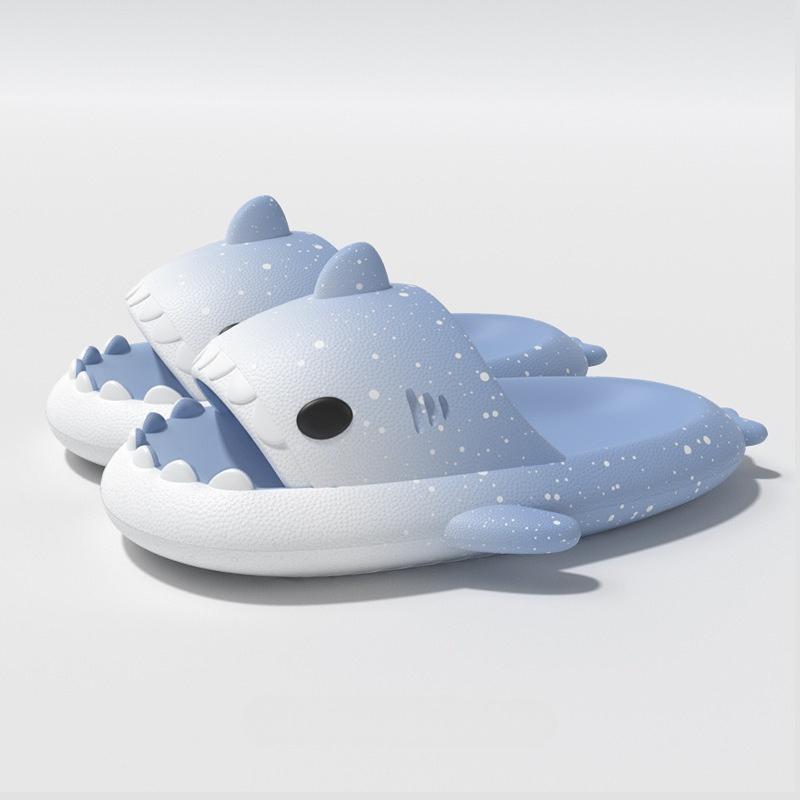 Fashion Cute Cartoon Shark Slippers For Women Men Gradient Color Summer Platform Shoes Night Glowing Style Couples Home Street Slides