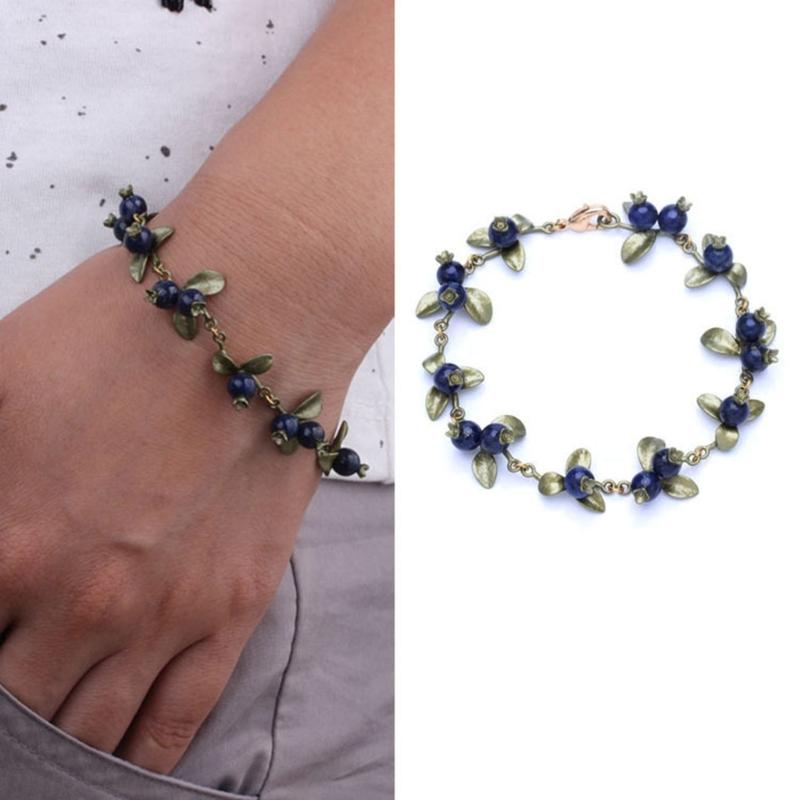 2026 NEW Sweet Colorful Beaded Plant Leaves Fruit Peach Cranberry Bracelet For Women Party Birthday Jewelry Gift