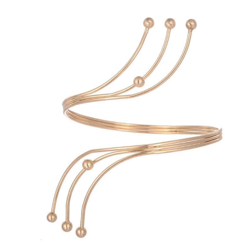 Alloy Spiral Armband Swirl Upper Arm Cuff Armlet Bangle Bracelet Egyptian Costume Accessory for Women Gold Silver Color
