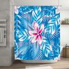 Colorful Bath Curtain featuring Tropical Flowers Blue and White Shower Fabric for Bathroom Decor