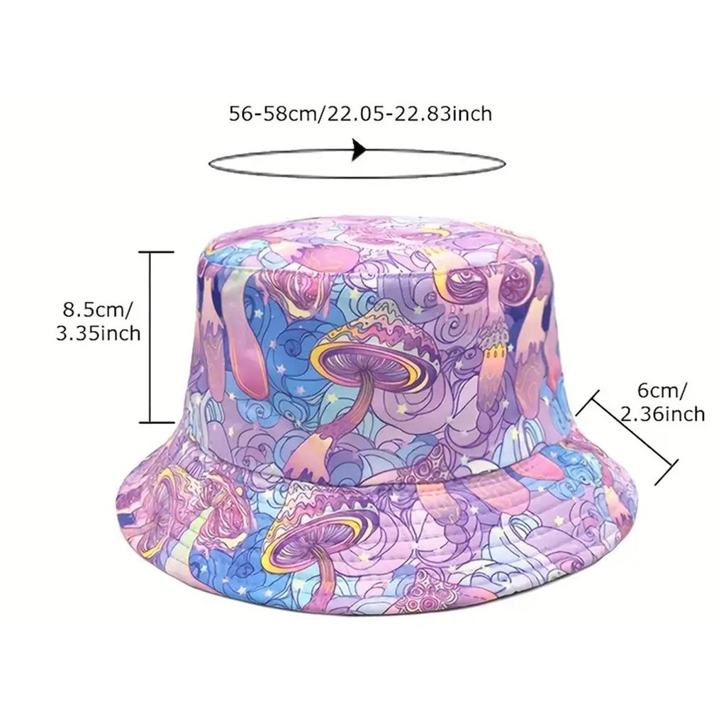 Fashion Bucket Hats for women Double Side Mushroom Design Summer Hats Outdoor Breathable Summer cap for Camping Traveling