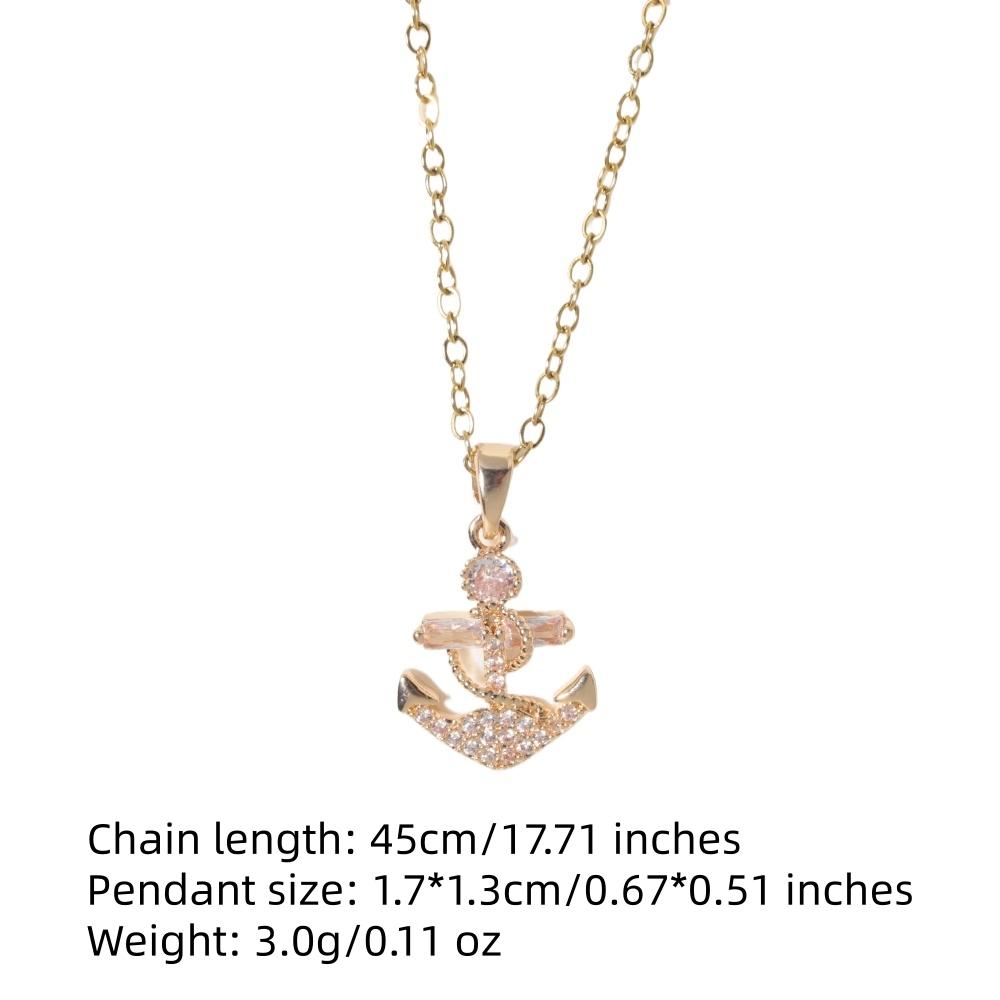 Fashion Anchor Zirconia Pendant Necklaces for Women Stainless Steel Jewelry