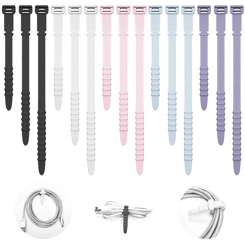 5Pcs Kabelbinder Draht Veranstalter Riemen Mehrzweck Wiederverwendbare Silikon Computer Verschluss Home Office Für Kopfhörer Elastische