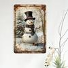 1pc Vintage Snowman Metal Tin Sign, 8x12 Inches, Rustic Iron Wall Hanging Art, Festive Christmas Indoor/Outdoor Decor