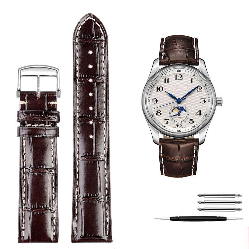 

Для годинників Longines Masters Collection L2 L3 L4 Ремінець Ремінець Браслет Шкіра корови Метелик Застібка Чоловічий ремінець для годинника синій коричневий 21mm