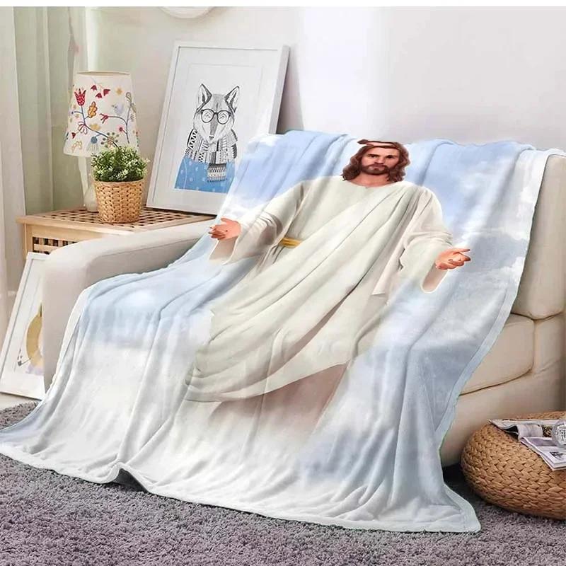 6 Size Merciful Jesus Christian God Flannel Art Blanket Throw Sofa Bed Cover Four Season Soft Fluffy Quilt Blanket Flannel Throw