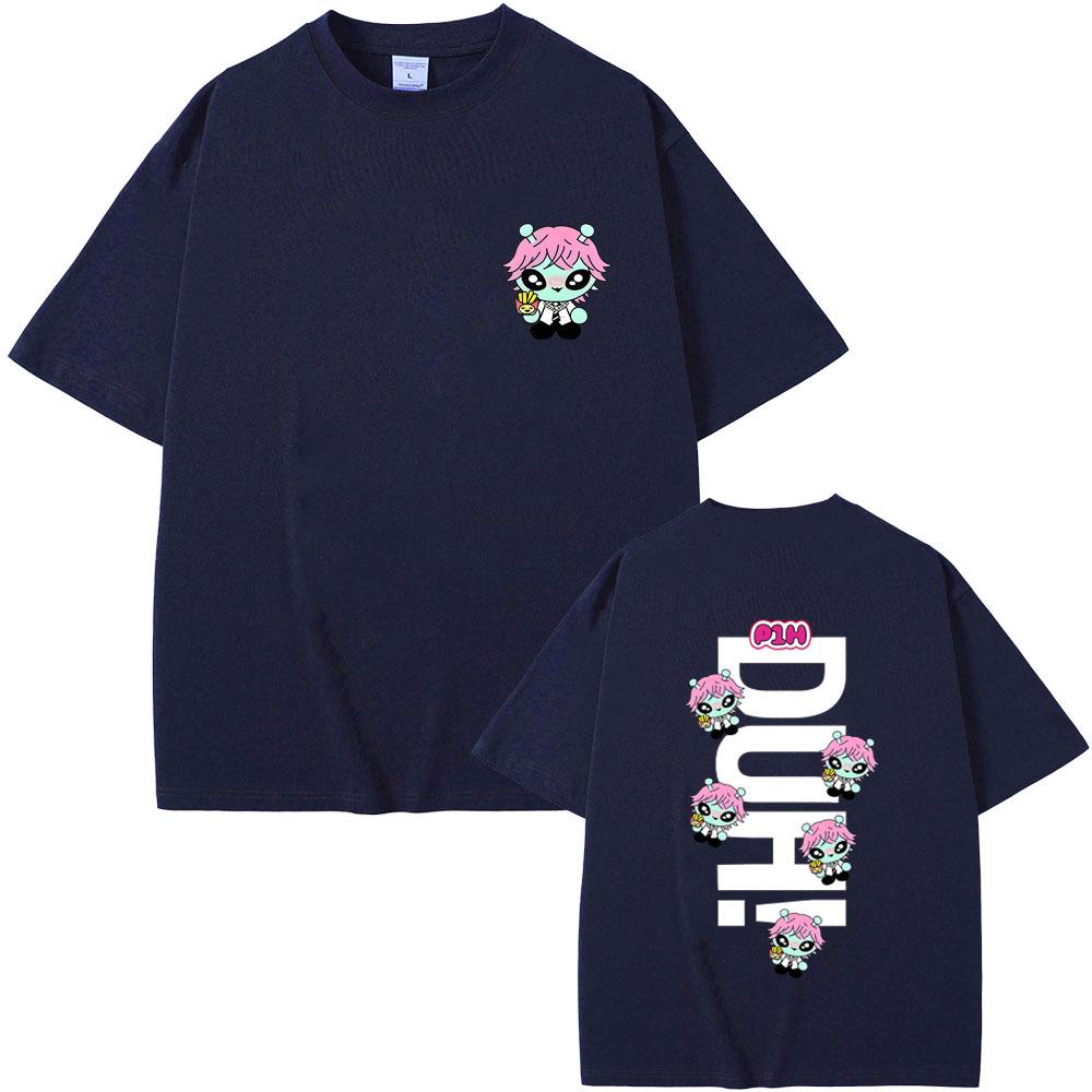 Korean Kpop P1Harmony 2025 DUH Cartoon Style Print Tshirt Cat Funny Meme T Shirt Men Women Hip Hop Fashion Oversized Tshirts