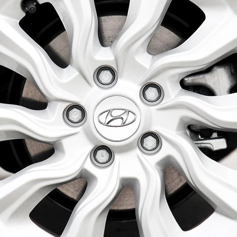ABS 65mm 60mm 3D Car Emblem Wheel Hub Center Cap Badge Covers Accessories For Hyundai I10 I20 Getz Accent Elantra Santa Badge