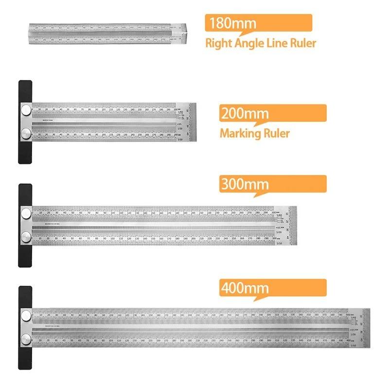 High-precision Scale Ruler T-type Hole Ruler Stainless Woodworking Scribing Mark Line Gauge Carpenter Measuring Tool
