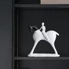Abstract Man Black White Horse Figurine Modern Minimalist Artistic Horse Statue Resin Sculpture Home Office Desktop Decoration Ornament