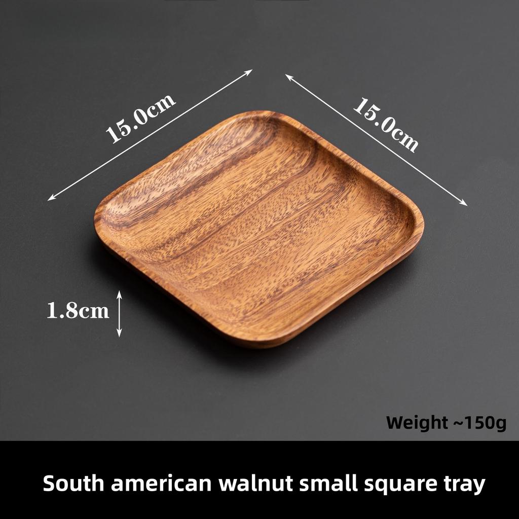 Black Walnut Sushi Plate Wooden Fruit Tray Minimalist Snack Dish High Foot Serving Plate