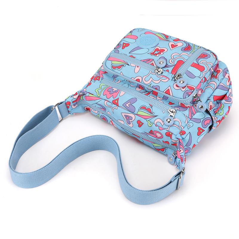 Women's Mobile Phone Bag Printed Nylon Shoulder Bag Crossbody Bag Middle-Aged Mother Bag Small Square Bag