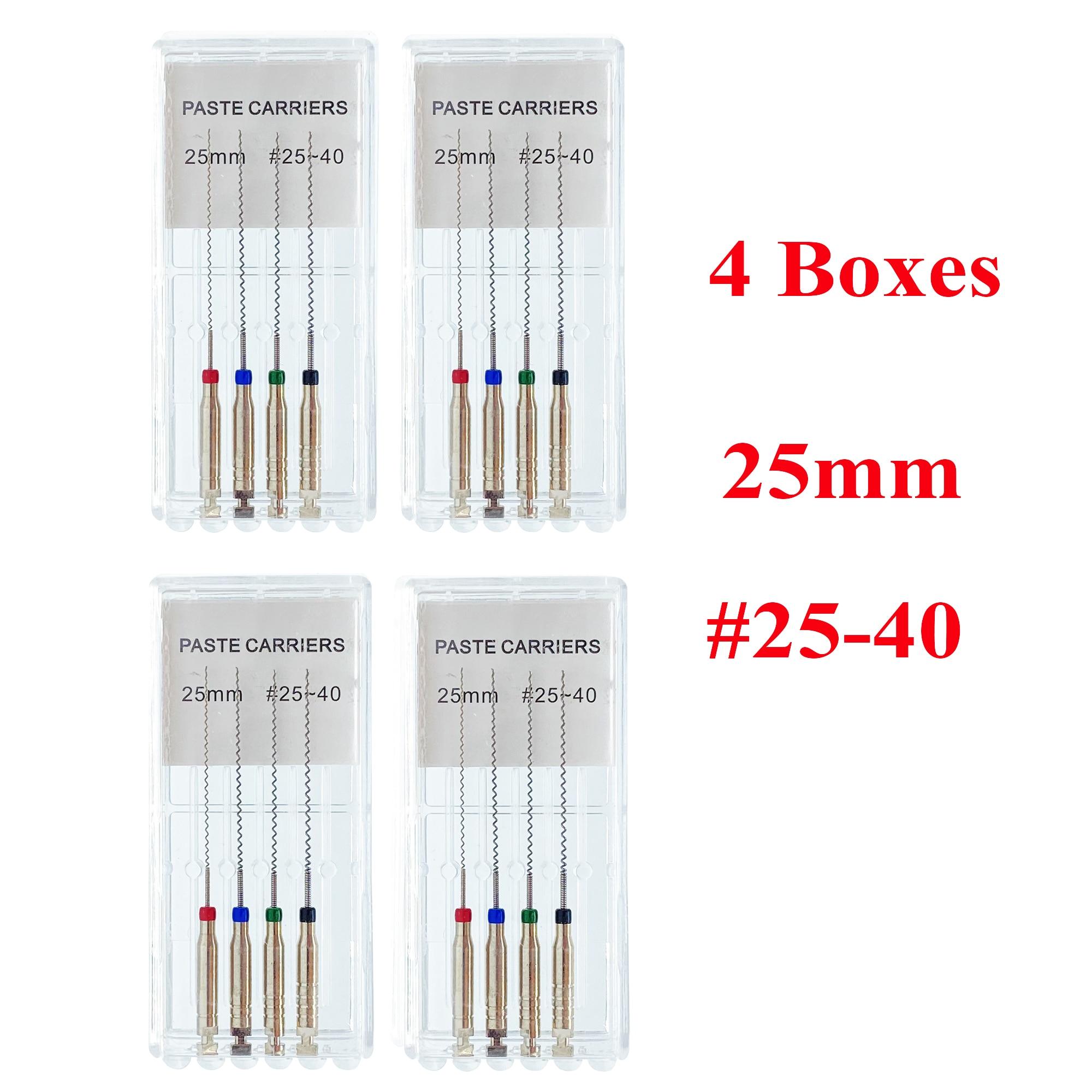 

4 коробки, стоматологические инструменты, держатели пасты, эндодонтические развертки, сверла, боры, эндофайлы 4 Box -25mm Assorted