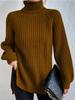 Autumn Winter Knitwear Mid Length Raglan Sleeve High Collar Split Hem Sweater Dress Luxurious Relaxed-fit Slimming and Versatile Top