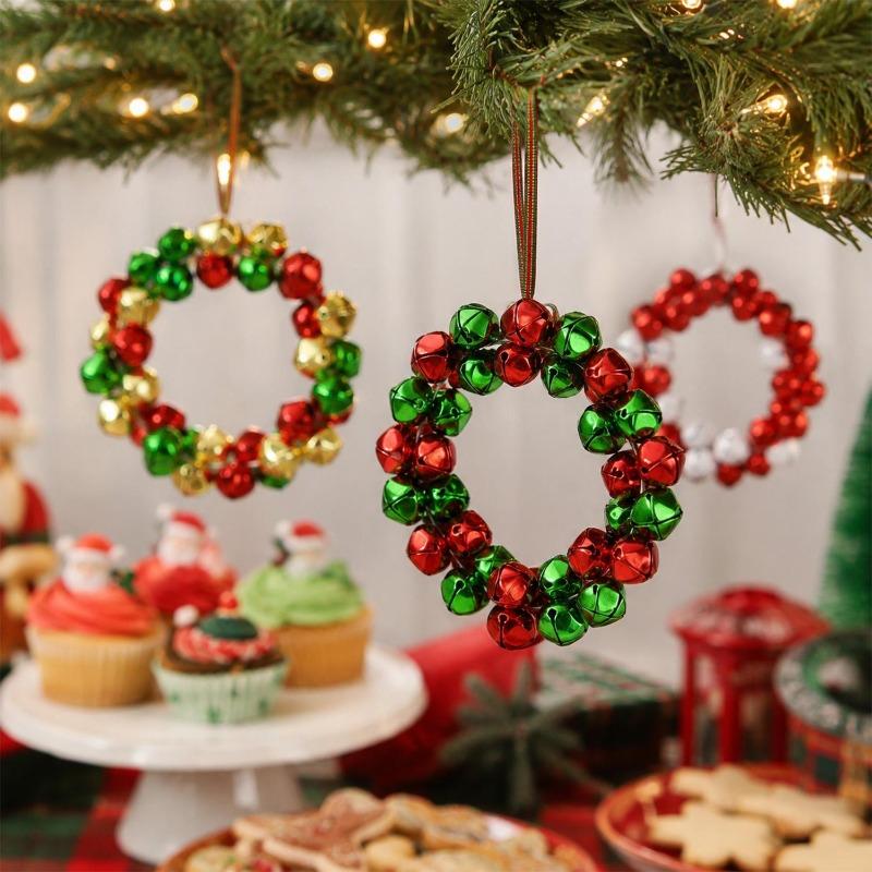 Multicolor Christmas Bell Garland Premium Metallic Wreath Shiny Xmas Tree Hanging Pendant High Quality Home Party Decor Props
