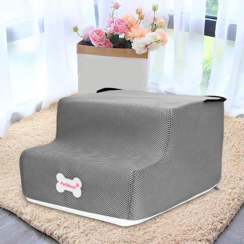 Stairs W/ Washable Cover Foldable Puppy Ladder Pet for Older Pets Injured Car