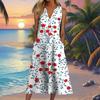 European and American summer new women's clothing, fashionable pocket V-neck striped sleeveless casual dress