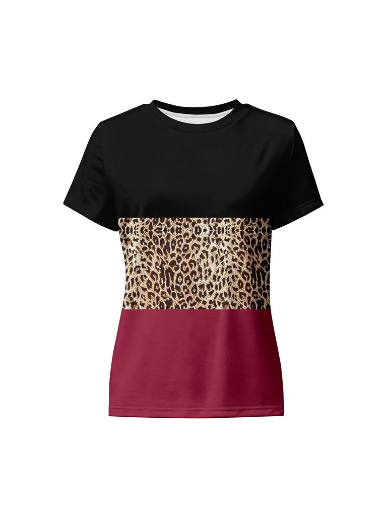 European and American fashion plus size women's round neck casual short-sleeved tops