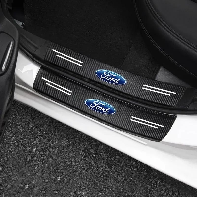 Car Sticker Hot For Ford Car Door Sill Protector Sticker Carbon Fiber Threshold Strip For Ford Ecosport Edge Figo Flex Focus Fus