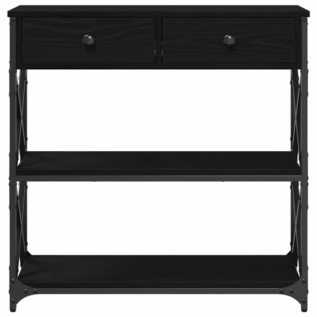 Console Table with Shelf Black Oak Effect 75 X 28 X 75 Cm