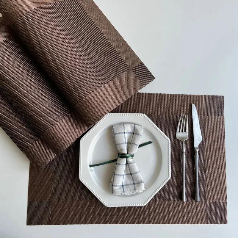4pcEuropean Style Western Dinner Mat Pvc Placemat Hotel Heat Proof Mat Home Waterproof Table Mat Heat Resistance Bowl Mat Coaste