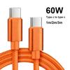 Nylon Braided 60W Type C Wire For iphone 15 16 17 pro max 1m 2m 3m USB C  To Type C Fast Charge Cable for Samsung Xiaomi Huawei