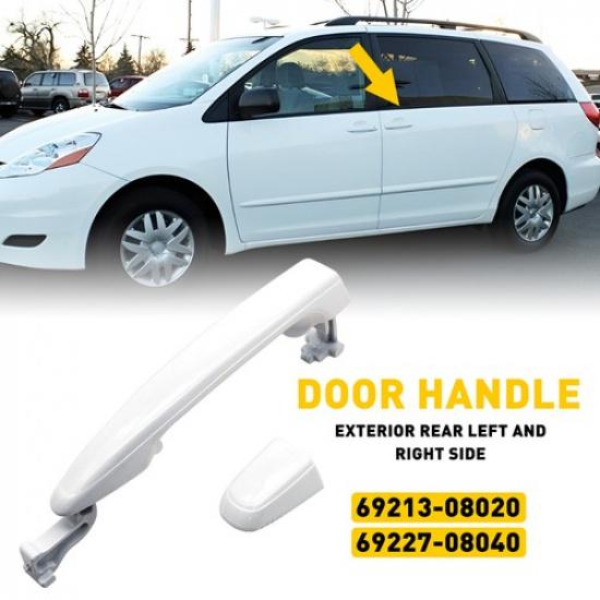 For 2004-2010 Toyota Sienna White Rear L/R Outside Door Handle W/O Keyhole