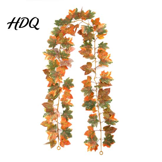 Halloween Party Supplies Artificial Maple Leaf Vine Decor Fall Wall Hanging Garland Durable Festive Ornaments for Scene Spooky Thanksgiving 8