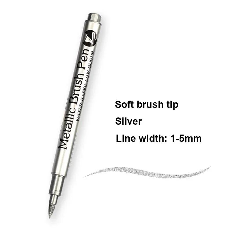 

1/2Pc Brush Metallic Marker Pens Gold Silver Permanent Art Markers for Crafts Manga Scrapbooking Stationery School Art Supplies