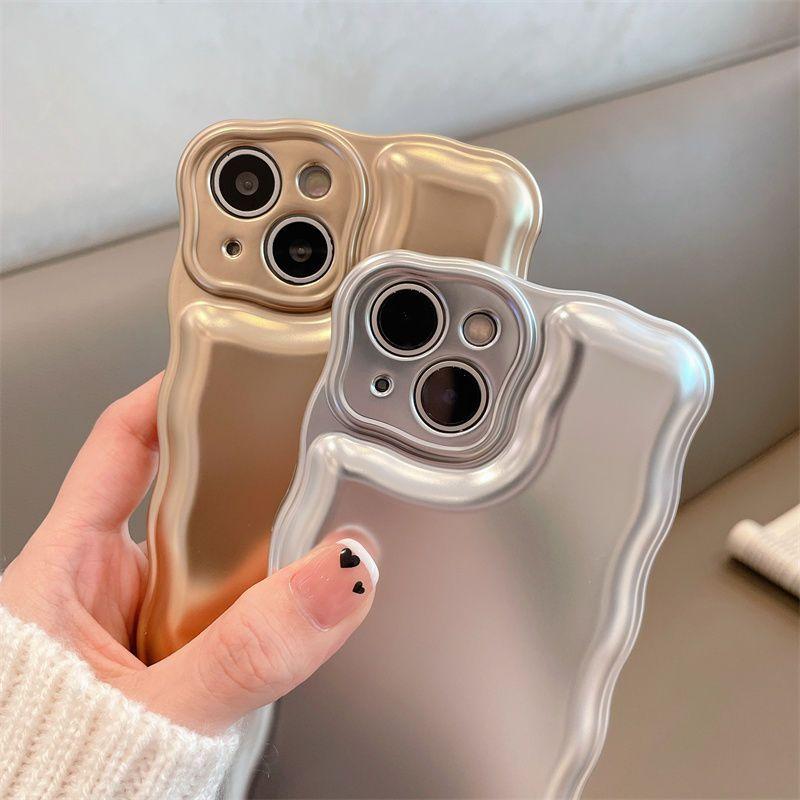 Ins Korea Matte 3d Air Cushion Plating Metal Soft Silicon Phone Case For Iphone 14 13 7 8 11 12 Plus X Xs Xr Max Pro Se 2 Cover