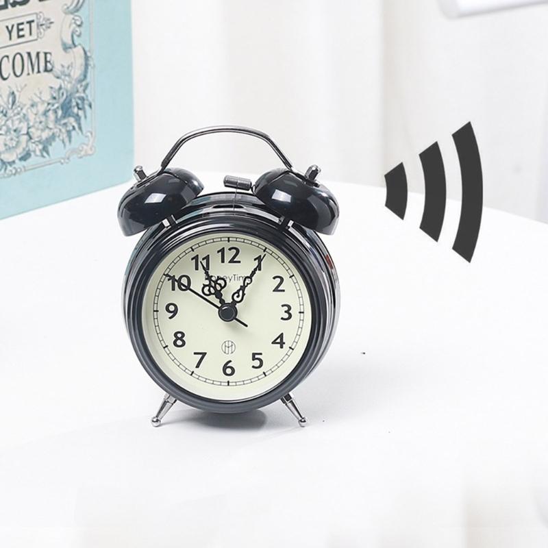 Retro Loud Alarm Clock Double Bell Loudly Snooze for Time Clocks for Home Students Kids Room Decoration