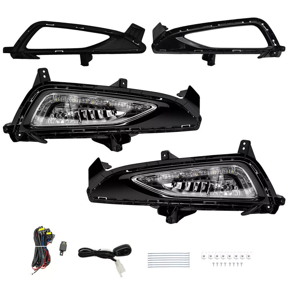 1 Pair LED DRL Daytime Running Lights Compatible For Tucson Models 2016-2018, Front Bumper Fog Lamps, Dual Color Automobile Driving Lights Replacement
