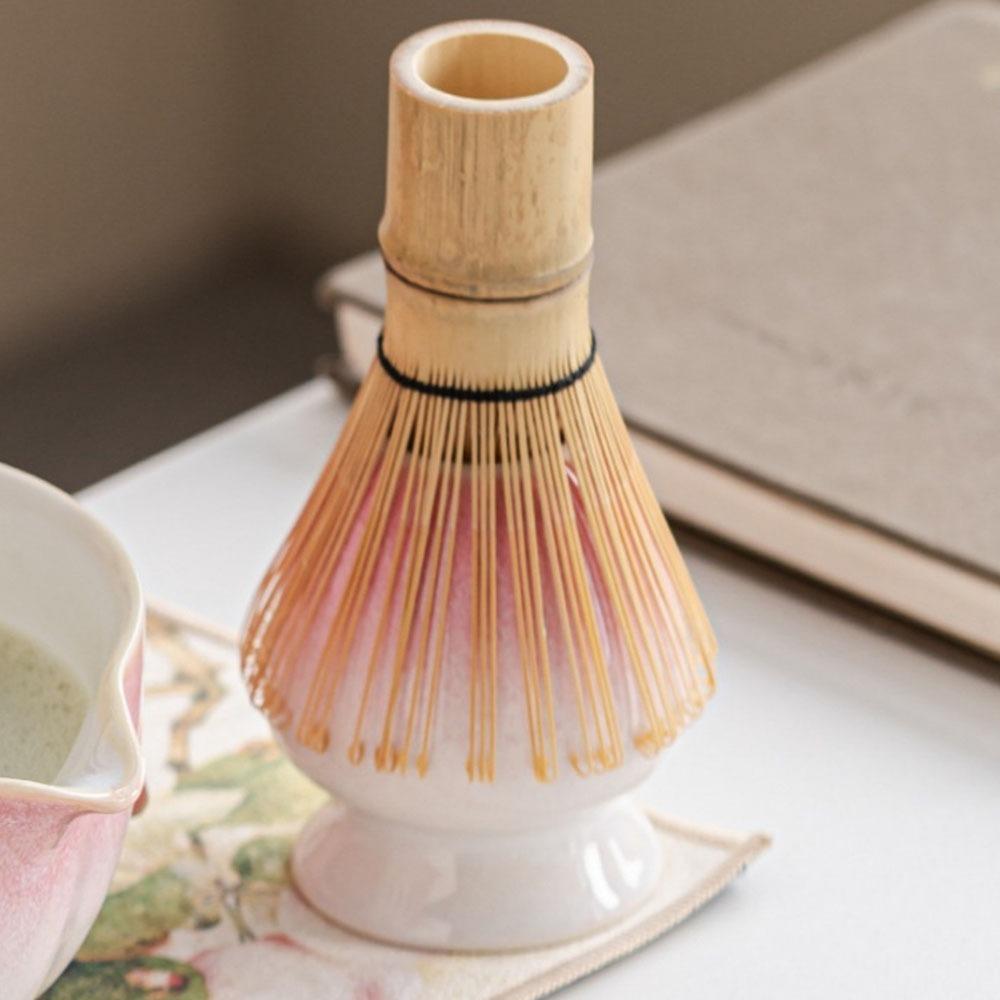 2PCS Ceramic Matcha Bowl Smooth Large Capacity Matcha Whisk Stand High Temperature Resistant Tea Salad Soup Bowl
