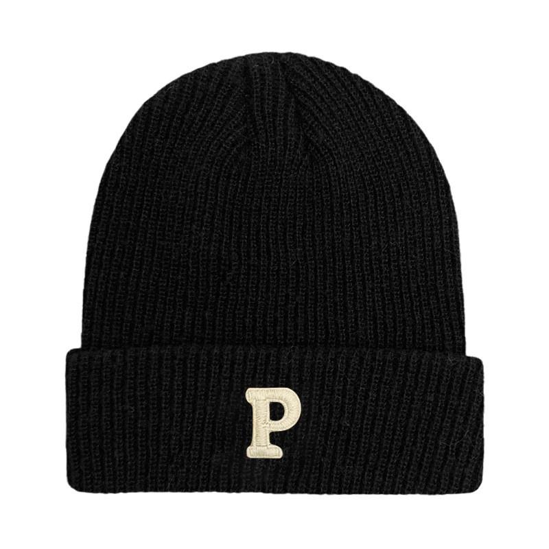 

Letter P Warm Knitted Hat Solid Color Windproof Winter Cap Fashionable Gift
